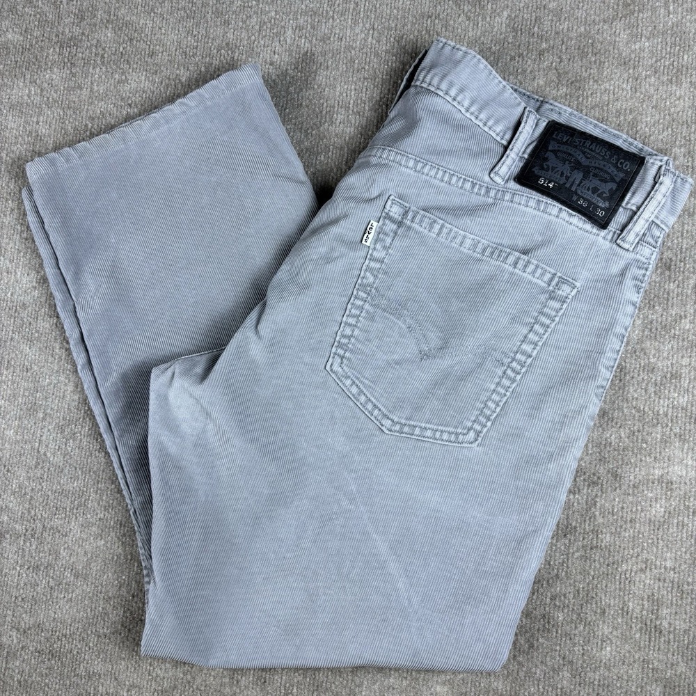 Levi's 514 Straight Corduroy Pants Gray Men's 38x30 Casual Stretch